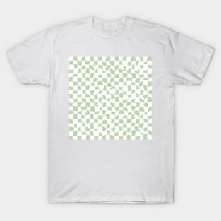 Warped Checkerboard, White and Green T-Shirt